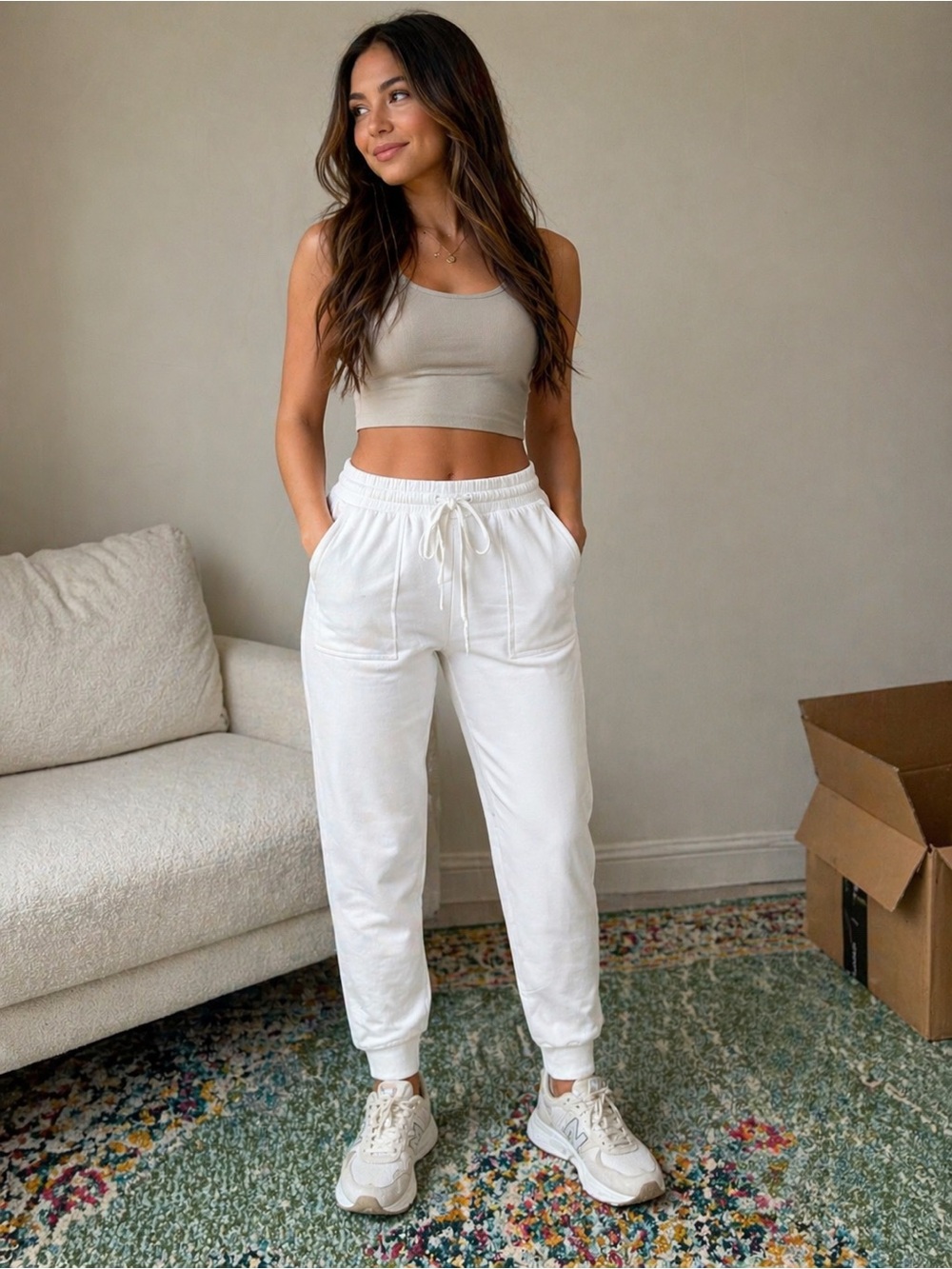GAP Women's Cream Drawstring Joggers
